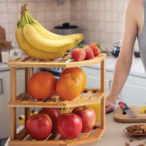 <b>Bamboo</b> 3 Tier Storage Rack For Kitchen Food Organizing Eco Friendly Standing Type Rectangle Shape - Product Image 1