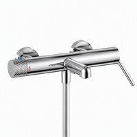 Ensemble de douche thermostatique mural en cuivre massif, laiton et chrome, avec robinet de douche pluie moderne pour hôtel et barre de douche à main coulissante