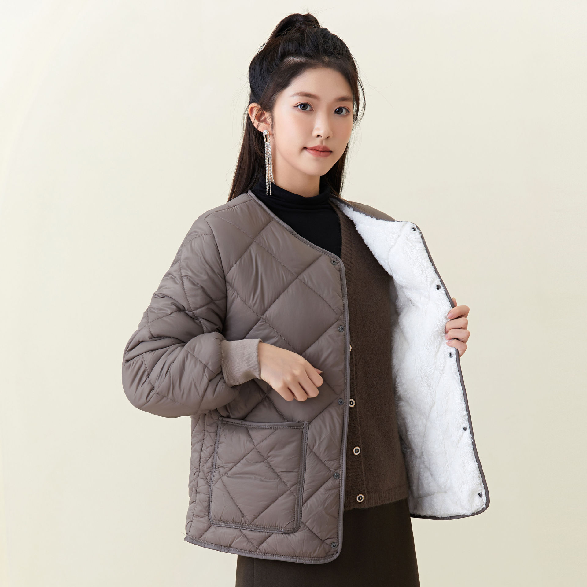 2333 cachemire kakis femme