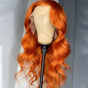 Oranje Gember Body Wave 13X4 Lace Front Menselijk Haar Pruiken Voor Vrouwen Braziliaanse Remy Kleur Pre Geplukt Sluiting pruik 180% Dichtheid Pruik