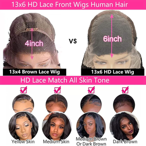 Натуральный необработанный парик из 100% человеческих волос с HD-лентой, без клея, с сохраненной кутикулой, глубокая волна, для женщин - Product Image 2