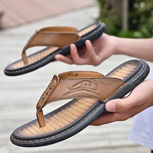 Soldes Exceptionnelles : Tongs d'Été Légères <span class=keywords><strong>en</strong></span> Cuir Véritable pour Hommes, Antidérapantes et Respirantes, Chaussures de Plage Décontractées – Expédition Internationale - Product Image 2