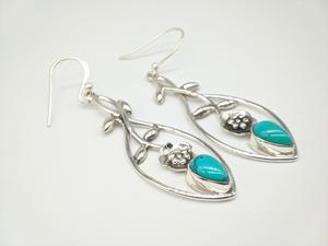 Pendientes Hechos a Mano con Turquesa Natural, Plata de Ley 925, Joyería para Mujer, Venta al por Mayor, Estilo Boho Étnico, Pendientes Colgantes de Diseño - Product Image 3