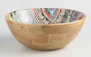 2020 Hot Bán xoài gỗ thân thiện với môi Khắc Bát Salad đa màu sắc vòng phục vụ bát cho bán buôn từ Ấn Độ - Product Image 6