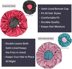 Bonnet de nuit ajustable personnalisé avec logo, broderie 3D, foulard en soie et bonnet en satin pour usage quotidien – Vente en gros - Product Image 3