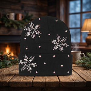 Bonnet en tricot acrylique personnalisé avec strass flocon de neige, chaud pour l'hiver, unisexe, pour le ski et les voyages, chapeau de Noël, marque privée - Product Image 3