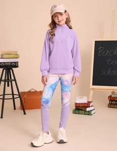 Ensemble de survêtement 2 pièces pour adolescentes : <span class=keywords><strong>Sweat</strong></span>-shirt à manches longues et leggings – Idéal pour la rentrée scolaire – Polyester et élasthanne – Mignon - Product Image 3