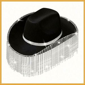 Sombrero Vaquero con Borlas de Diamantes de Imitación de 12 cm - Diseño Rosa Jazz Personalizado para Fiestas Rave, Impresión Serigráfica Promocional para 4 Estaciones - Product Image 3