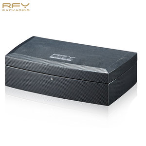 Watch Luxury Carbon Fiber Lacquer Custom Logo Wooden Watch Organizer Box