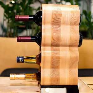 Bamboo Double-tier Wave-shaped Rustic <b>Wine</b> Rack Home Decorative <b>Wine</b> Display Stand for Living Room Hotel Restaurant Wholesale - Product Image 4