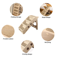 Escaliers pliables portables pour chiens et chats de petite taille, rampe d'échelle à 4 marches avec motif animal en bois et bambou