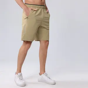 Pantalones cortos cómodos informales de Color sólido para hombre, Shorts de playa con cordón elástico, para entrenamiento, correr, ropa deportiva