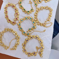 Bracelet à breloques adorable en forme d'ours en peluche, plaqué or 18 carats, avec pierres précieuses colorées, bracelet animal câlin pour femmes et filles, cadeau
