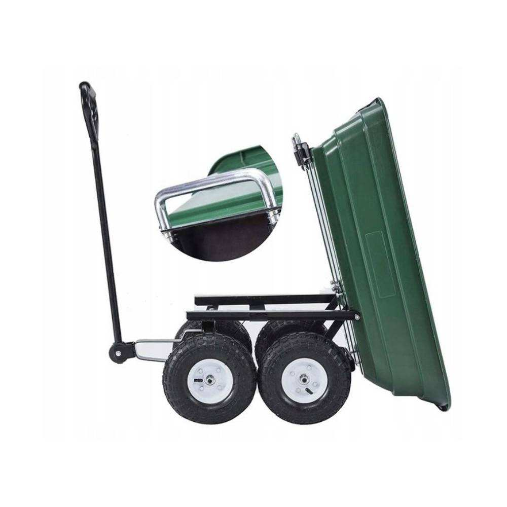 Easy Moving Cargo Truck Steel Frame Wheelbarrow with Four-Wheel Roll Container Utility Trailer Garden Dump Cart for Home Use