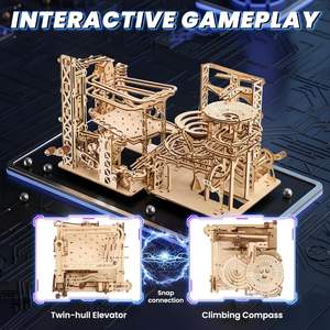 木製メカニカルマーブルランモデルキット、大人向けローラーコースター組み立てセット付き - 3Dブライアンティーザーデスクトイ - Product Image 6