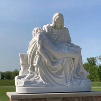 Grave Yard Tombstone Personnalisé Religieux Catholique Cadeau Cérémonie Pierres Tombales Sculpture Reproduction de Pieta Statue En Marbre Blanc