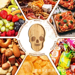 Bandeja de Madera con Forma de Calavera para Halloween, Plato Creativo para Servir Frutas y Bocadillos, Decoración de Mesa - Product Image 1