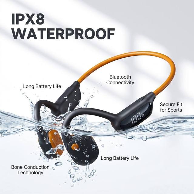 Hot-selling Ows IPX8 Waterproof True Bone Conduction In-Ear Sports Swimming Wireless Earphones with Digital Display