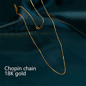 Collar de Cadena <span class=keywords><strong>Chopin</strong></span> de Oro Real de 18K para Mujer, Joyería de Lujo al Por Mayor, Regalo de Año Nuevo para Compromiso, Empeñable, 0.5g 1.0g 3.0g - Product Image 1