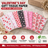 Kertas Tisu Valentine Bersertifikat FSC 17gsm, Kertas Pembungkus Kado Berbentuk Hati yang Biodegradable untuk Kemasan Berkelanjutan dan Pembungkus Bunga