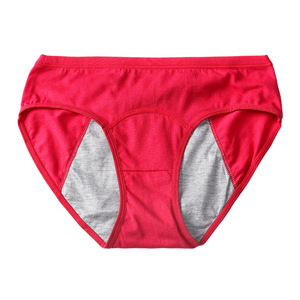 Pantalones menstruales de algodón puro de <span class=keywords><strong>tiro</strong></span> <span class=keywords><strong>bajo</strong></span> para mujer, ropa interior de punto sólido a prueba de fugas, entrepierna agrandada ensanchada para uso específico del período - Product Image 3