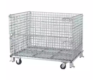 Boîtes de rangement empilables en acier de grande capacité, porte-palette en métal pliable, Cage de stockage - Product Image 3