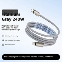 Kabel Tipe-C ke Tipe-C 240W 5A Pengisian Cepat, Tahan Lama, Berbahan Nilon Kepang, Konduktor Tembaga Murni untuk Earphone IOS, Tahan Suhu Rendah