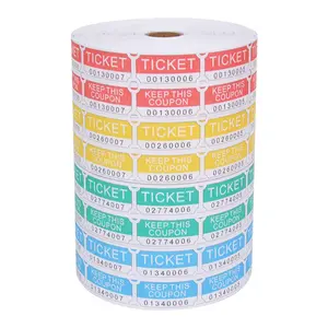 Berbagai warna tiket lipit ganda gulungan kustom permainan Arcade tiket penebusan bercetak tiket acara