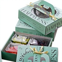 Boîte à pâtisserie pliante personnalisée avec fenêtre et poignée pour fruits, desserts, pique-niques, cadeaux, emballage alimentaire, boîtes à biscuits personnalisées