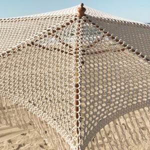 Bohemia Classic Lotus Cotton Rope Macrame Parasols Wooden Pole Handmade Tassels Woven Canopy Beach <b>Umbrella</b> Fringe Manual Pulley - Product Image 5