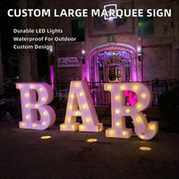 Lettres géantes lumineuses personnalisées de 3, 4 et 5 pieds avec ampoules LED, cadre en acier inoxydable pour la décoration de mariages, fêtes, bars et événements