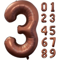 Ballons en Mylar Chiffres 0-9 Marron Café Rétro pour Fête Bohème, Baby Shower, Anniversaire Enfant, Fournitures d'Anniversaire