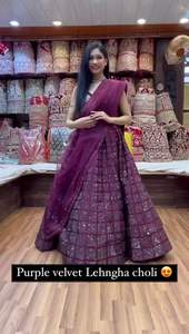 Lehenga Choli-Bordado de terciopelo viscoso, diseño moderno, a la moda, Dupatta, indio, distribuidor y distribuidor - Product Image 6