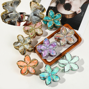 Pince à cheveux en plastique électroplaqué motif fleur d'œuf OEM, accessoires capillaires exquis et colorés pour femmes, 8 cm, vente en gros, meilleures ventes - Product Image 1