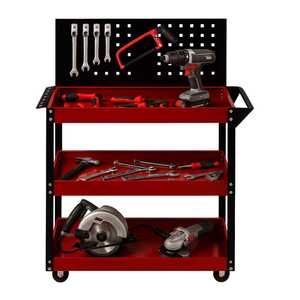 Professional 3-Shelf <b>Tool</b> <b>Trolley</b> With Perforated Panel 81x35x110 Cm Painted Steel <b>Tool</b> Holder - Product Image 1