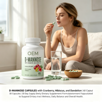 Vente en gros OEM D-Mannose 60 capsules Canneberge Hibiscus Pissenlit Marque privée