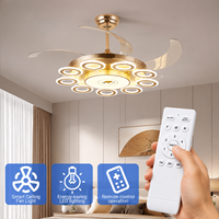 Ventilateur de plafond LED moderne pour salon, style fer forgé de luxe, moteur DC, télécommande, lampe ventilateur à intensité variable