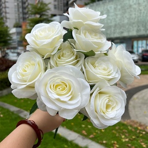 Flores de Seda para Decoração de Casa, Parede Floral para Casamento, 9 Rosas Simuladas, Atacado - Product Image 6