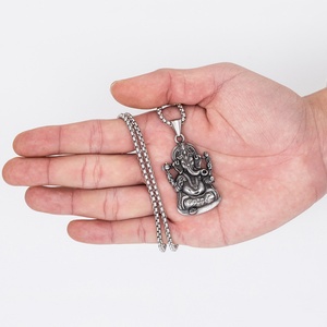 Colgante de Buda de Acero de Titanio Tailandés Hecho a Mano Original, Collar con Colgante de Buda y Elefante, Estilo Retro, Color Acero - Product Image 4