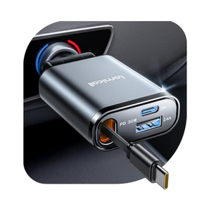 <span class=keywords><strong>Chargeur</strong></span> de <span class=keywords><strong>voiture</strong></span> rétractable Lamicall PT-47 57W, adaptateur de charge rapide USB C, enrouleur de cordon d'alimentation automatique, prise allume-cigare, téléphone portable - Product Image 1