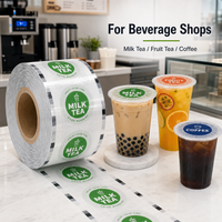 Rouleaux de film PET pour sceller les gobelets de bubble tea, 90 mm, 95 mm, transparent mat, pour utilisation dans les magasins de thé au lait