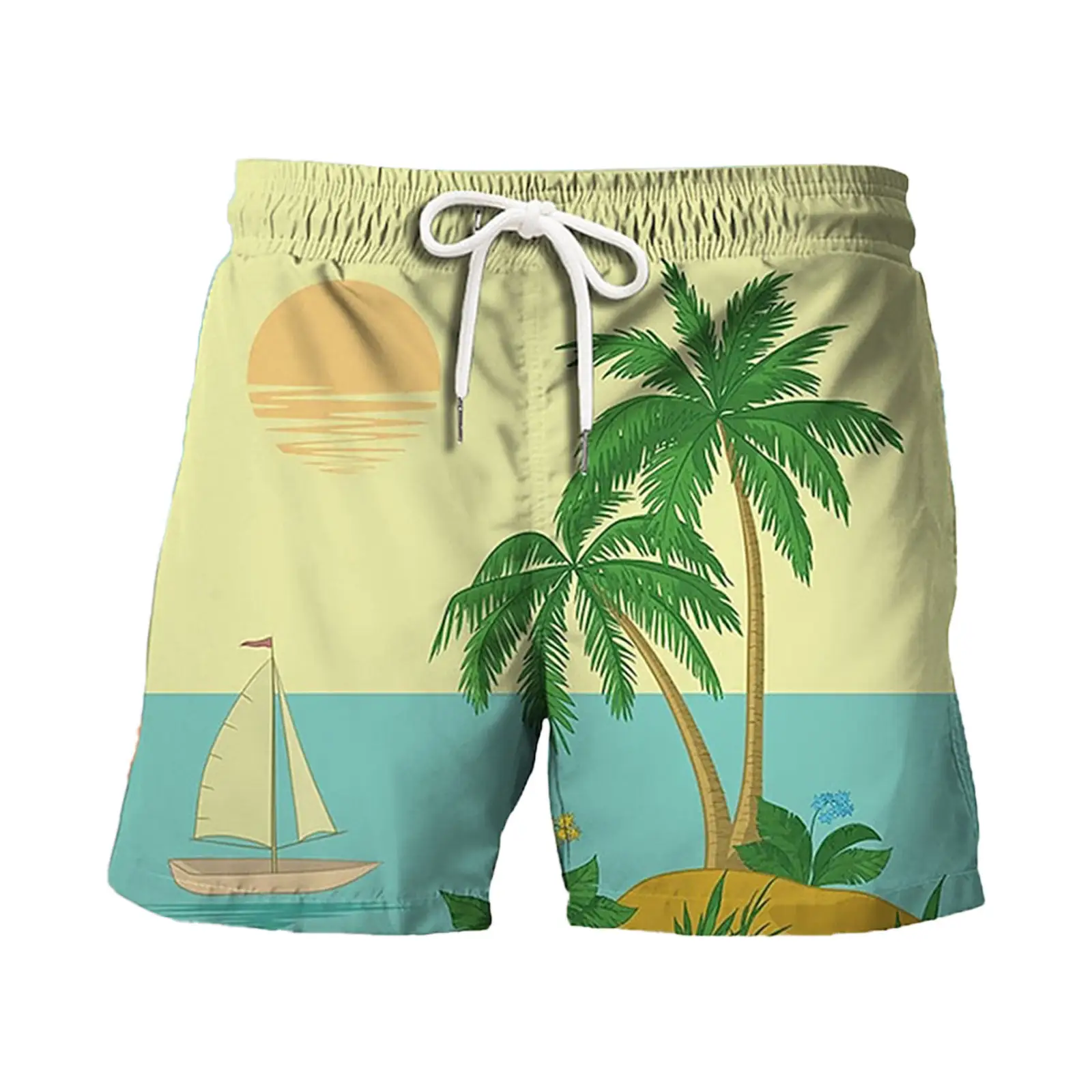 Calças de praia para homens com estampa personalizada, calção de banho de poliéster para homens, roupa de banho de secagem rápida, shorts de banho para homens