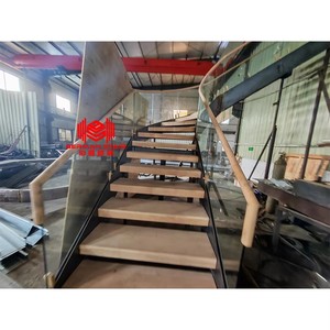 <span class=keywords><strong>Escalier</strong></span> Courbé Sur Mesure avec <span class=keywords><strong>Marches</strong></span> en Bois, <span class=keywords><strong>Escalier</strong></span> en Arc, Contre-<span class=keywords><strong>escalier</strong></span> Fermé, Balustrade en Verre - Product Image 2
