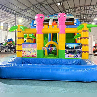 Toboggan aquatique gonflable Thème Océan 2 toboggans Piscine à jets Pieuvre Location pour fêtes d'enfants Toboggan commercial en PVC robuste