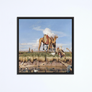 Oriental Camel Caravan Canvas Print: Rustic Desert Landscape Art,<b>BLACK</b> <b>FRAMED</b> CANVAS - Product Image 2