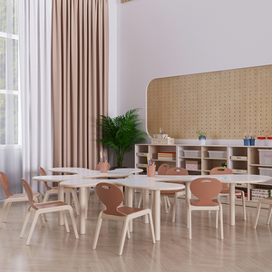 Meubles de maternelle Montessori, design de salle de classe, table en bois pour enfants, chaise pour bébé pour l'école avec armoire à jouets - Product Image 3