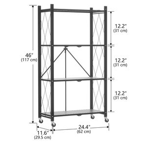 Estantes de Almacenamiento Plegables <span class=keywords><strong>con</strong></span> Ruedas, Unidad de Estantería de Gran Capacidad, Estante de Alambre de Acero Independiente, Sin Ensamblaje, Organizador - Product Image 3