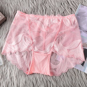 Pack de sous-vêtements en dentelle pour femmes, culotte et culotte transparentes Sexy à taille moyenne - Product Image 6