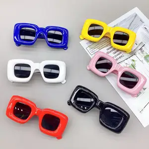 Candy Color 2023 Festival Funny Puff Thick Chunky Sun Glasses Fat Wide Brim Square Chunky Inflated Sunglasses For Adult