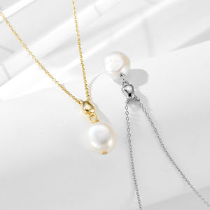 Peishang Wholesale Jewelry 925 Sterling Silver 14K Gold Plated Baroque Freshwater Cultured <strong>Pearl</strong> <strong>Pendant</strong> <strong>Necklace</strong> - Product Image 5